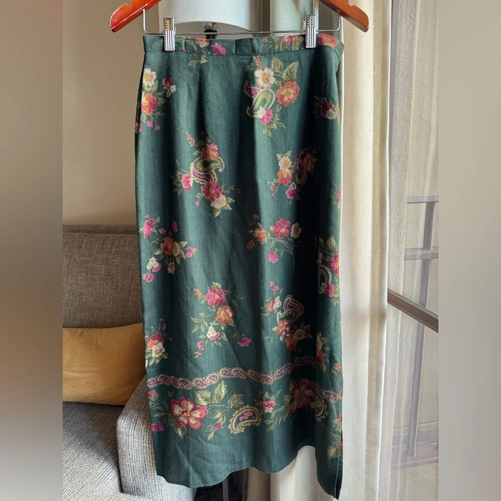 Vintage Jaclyn Smith Tapestry Style midi high waisted skirt 10 Equestrian Look